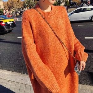 H&M long orange knit sweater